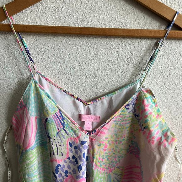 Lilly Pulitzer Clara Multi Roar of The Seas Asymmetric Hem Slip Dress Size S - Picture 4 of 12